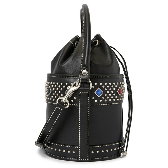 Saint Laurent Bahia Embellished Leather Bucket Bag Black - Picture 3 of 10
